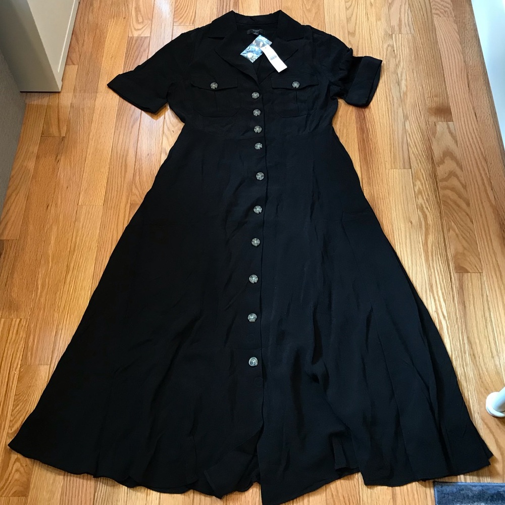 NWT J. crew Collared camp-pocket shirtdress, size 4, black